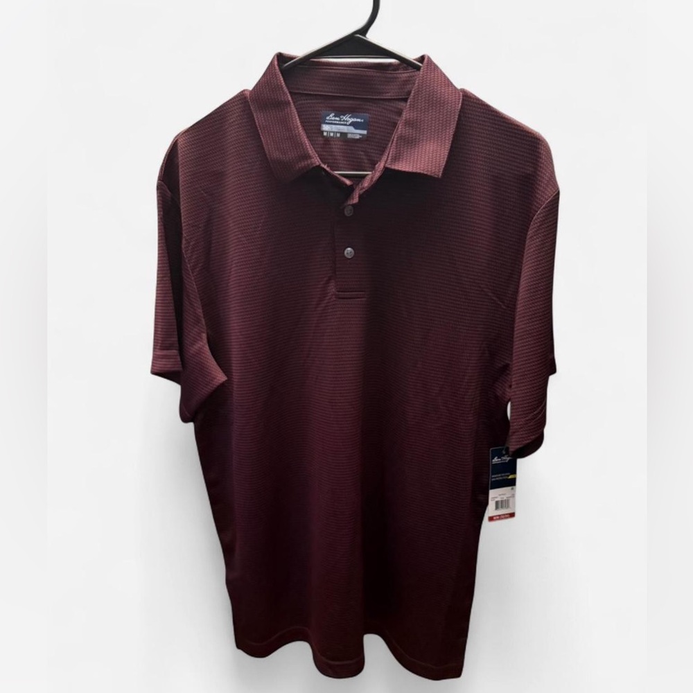 Ben Hogan Maroon Jacquard Golf Polo
